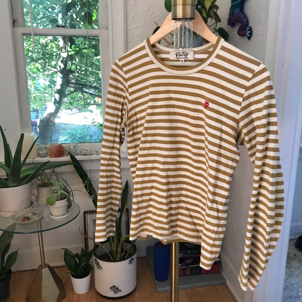 PLAY Comme des Garçons striped mustard shirt